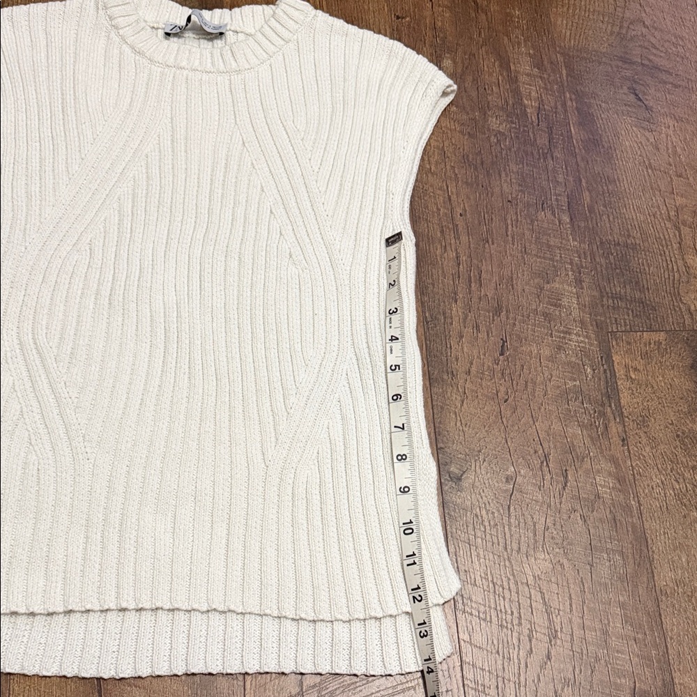 Zara Cream Ribbed Knit Tank Top - Picture 6 of 7